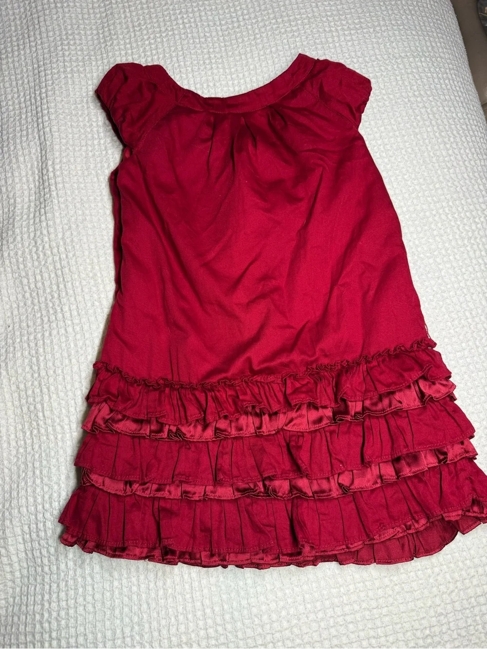 GAP Red Ruffle Hem Girls Formal Dress
